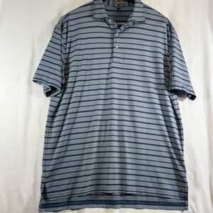 Peter Millar Summer Comfort Men's Polo Size Large Gray‎ with Blue Stripes